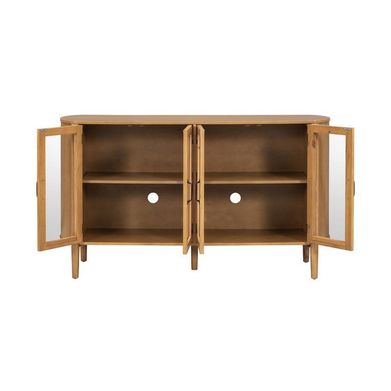 58" Sideboard with 4 Glass Doors for Living Room and Dining Room Organization