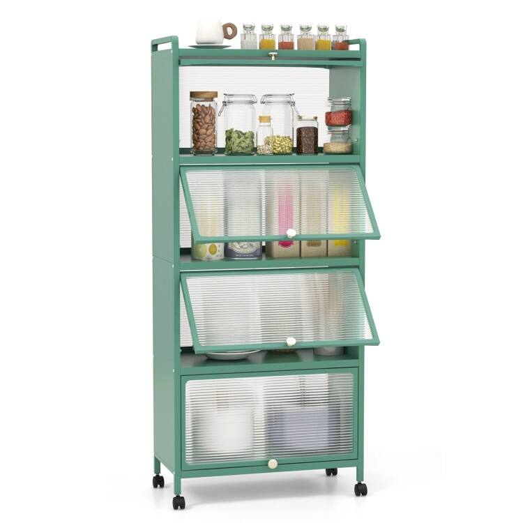 5-Tier Kitchen Baker's Rack with Flip-up PC Doors - 23.5" x 12.5" x 60.5" (L x W x H)