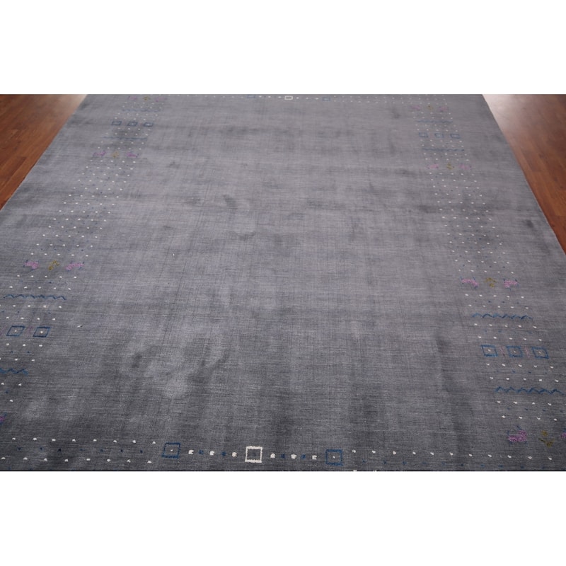 Tribal Gray Gabbeh Oriental Area Rug Handmade Wool Carpet - 8'2"x 10'2"