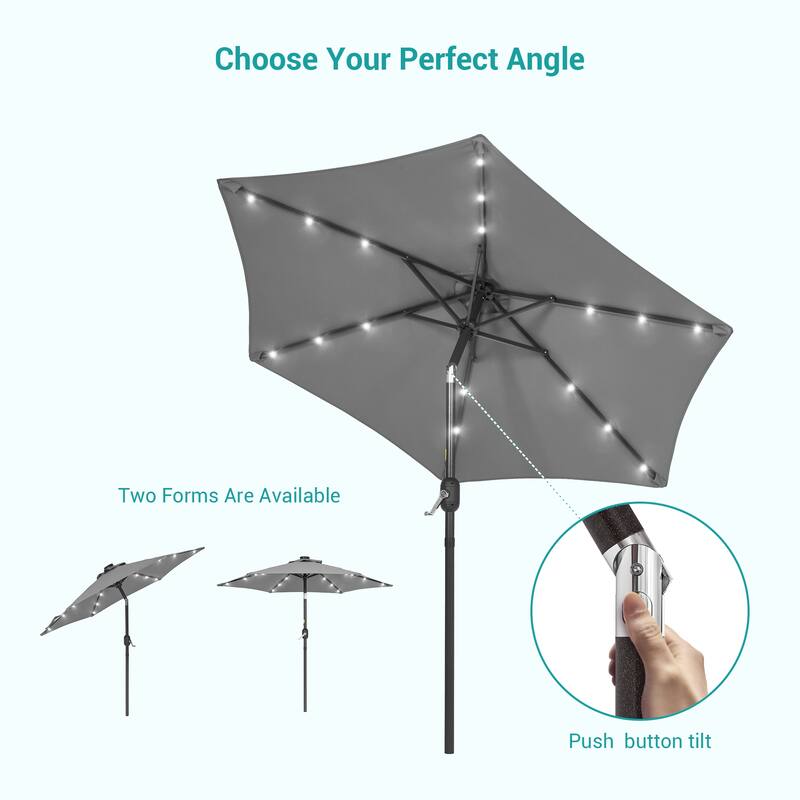 BONOSUKI 7.5ft LED Patio Umbrella Table Umbrellas,with Tilt and Crank