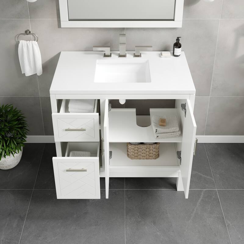 Eviva Cambridge Bath Vanity with Quartz Top and Porcelain Sink