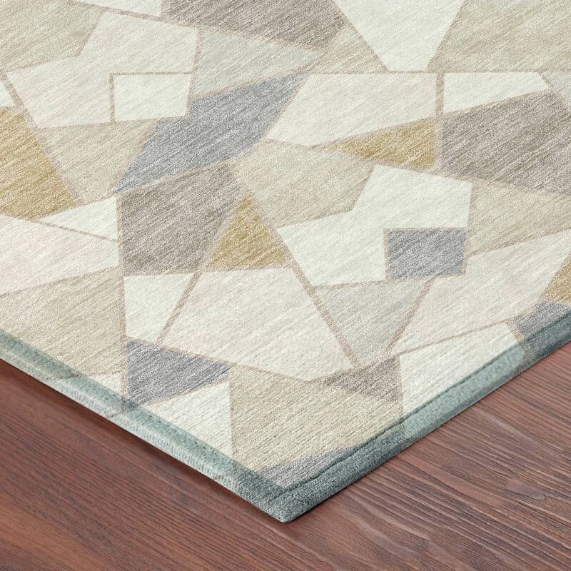 Machine Washable Indoor/ Outdoor Modern Mosaic Chantille Rug