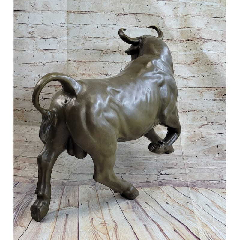 Trotting Bull Bronze Figurine Statue Sculpture Figure 16 Inches X 22 Inches