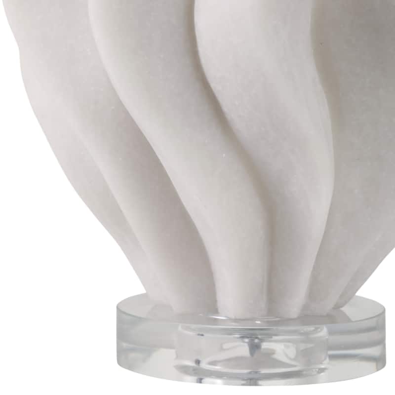 Stone Quartz Table Lamp Wavy Textured Base Fabric Shade - 29" White - 16" x 16" x 29"