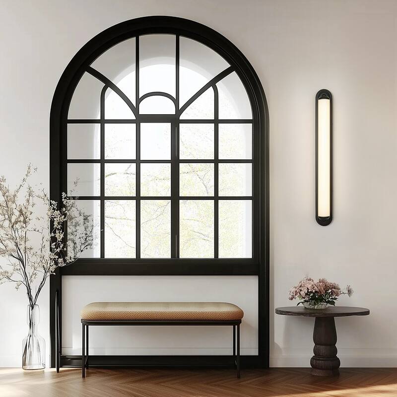 24" Modern Black/Gold LED Wall Sconce - 11W 3000K Warm Light, Linear Fixture for Bedroom & Hallway