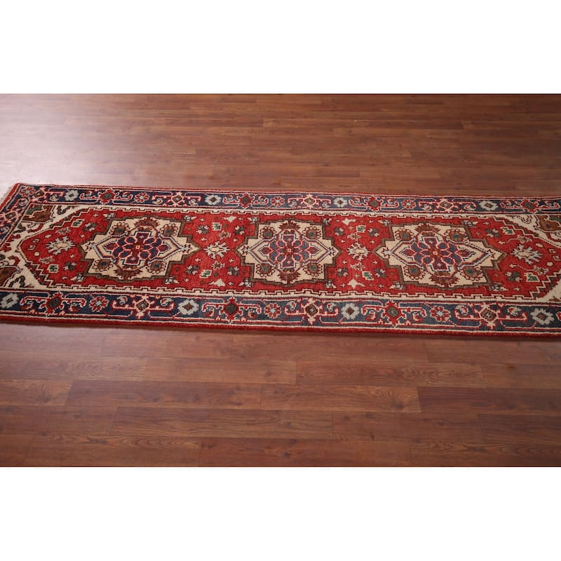 Geometric Heriz Serapi Runner Rug Handmade Wool Carpet - 2'5"x 7'10"