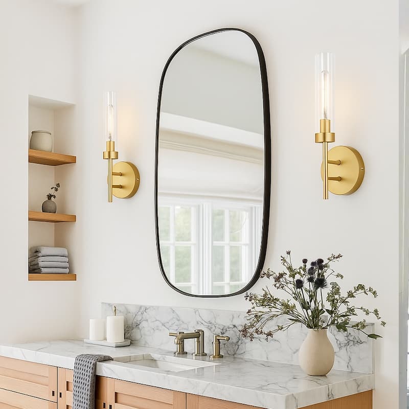 Hardwired Gold Wall Sconces Set of 2