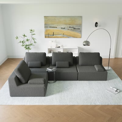 Oversized Modular Sectional Sofa, Luxury Boucle Floor Couch, Convertible Compressed Couch for Living Room, Apartment