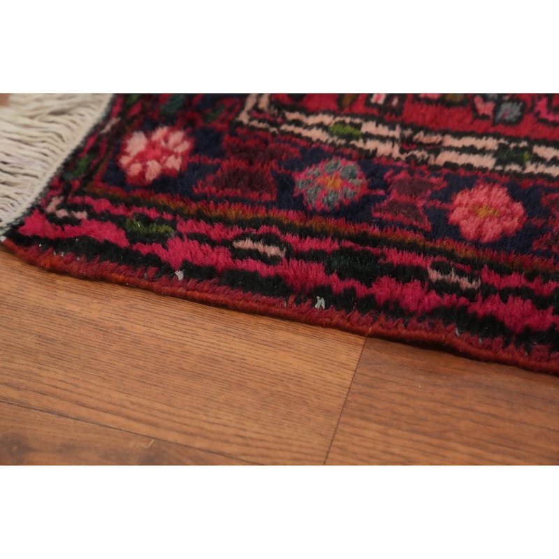 Hand Knotted Oriental 100% Wool Carpet Traditional Tribal Red Gharajeh Runner Rug - 9' 7'' X 2' 3''