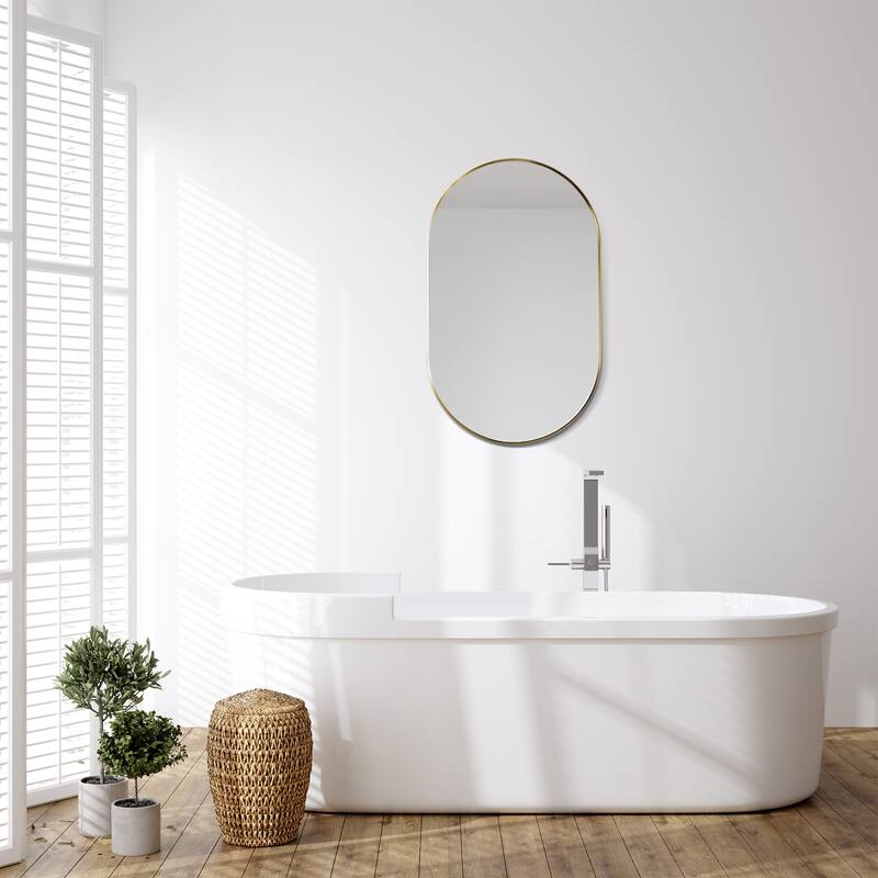 Altair Ispra Oval Bathroom/Vanity Aluminum Framed Wall Mirror - 36 in.