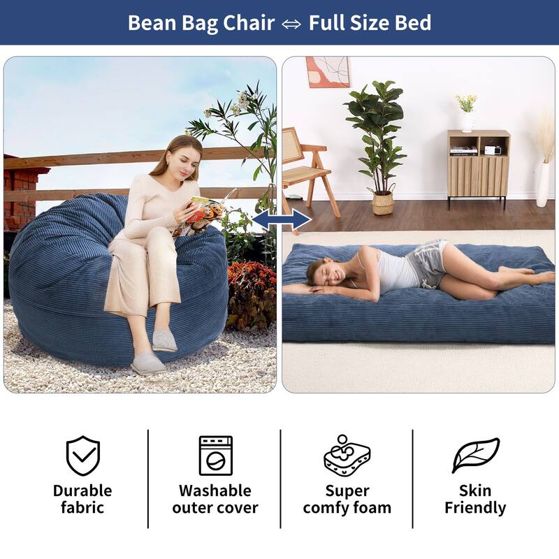 Bean Bag Chairs, Convertible Bean bag Chair from Bean Bag to Mattress for Home Living Room