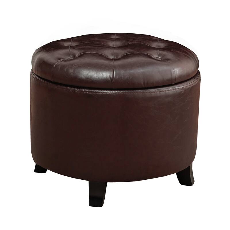 Convenience Concepts Designs4Comfort Round Storage Ottoman - Espresso