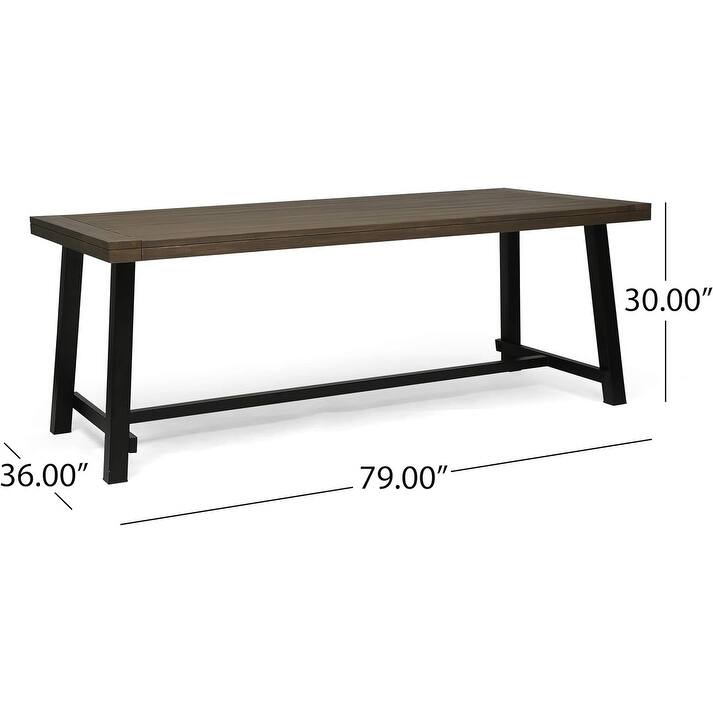 Outdoor Acacia Wood 3 Piece Picnic Dining Set, Gray and Rustic Metal