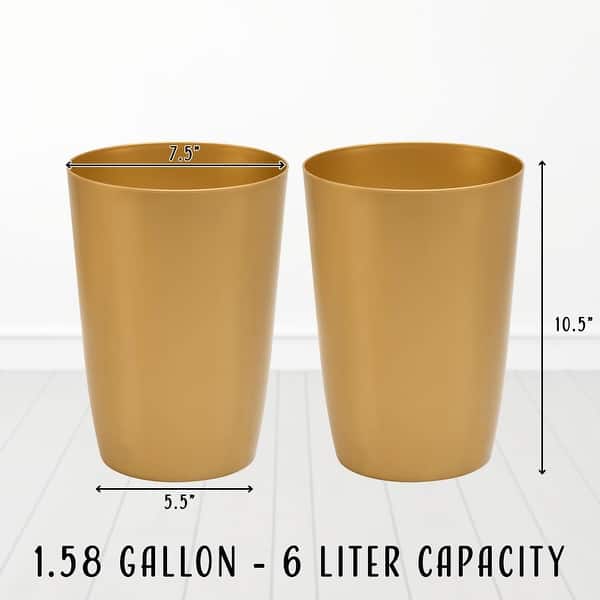 dimension image slide 5 of 6, HOLD N’ STORAGE - Set of 2 Small Trash Can with Open Top for Compact and Tight Spaces – 1.58 Gallon Capacity