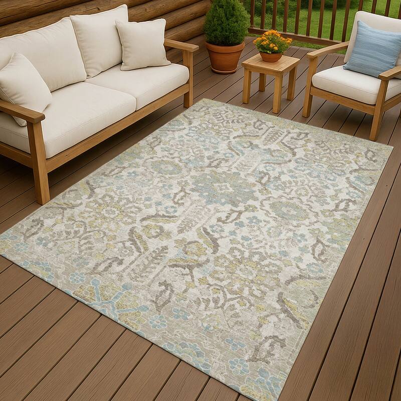 Machine Washable Indoor/ Outdoor Global Firestone Chantille Rug - Ivory - 2'6" x 3'10"