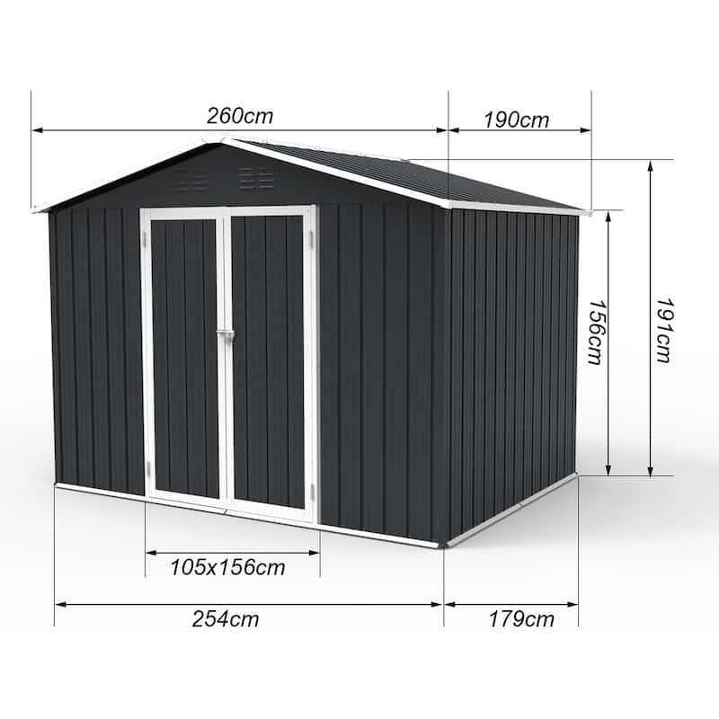 GDFStudio - Nolan Compact 6x8 FT Metal Garden Shed with Hinged Door and Apex Roof