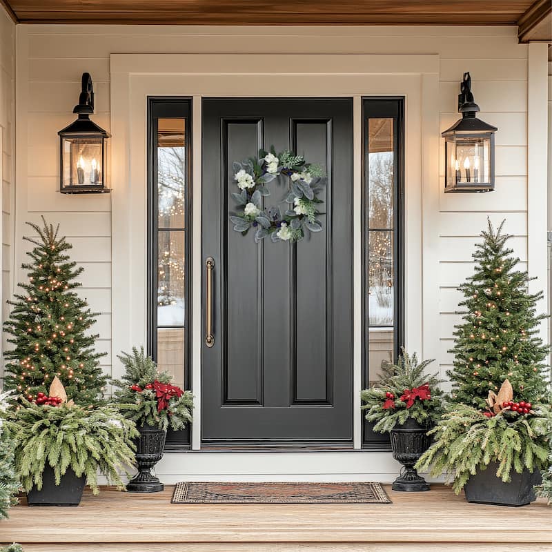 Iced Hydrangeas Blueberries Artificial Christmas Wreath - Unlit 26"