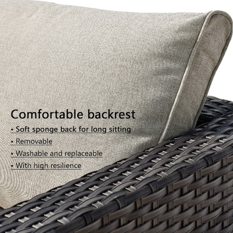 OVIOS Patio Furniture Deep Seat Wicker 9-piece Set
