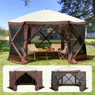 12.5x12.5FT Pop Up Gazebo Tent with Netting & Removable Wind Panels - 12.5 x 12.5 x 7.5 ft