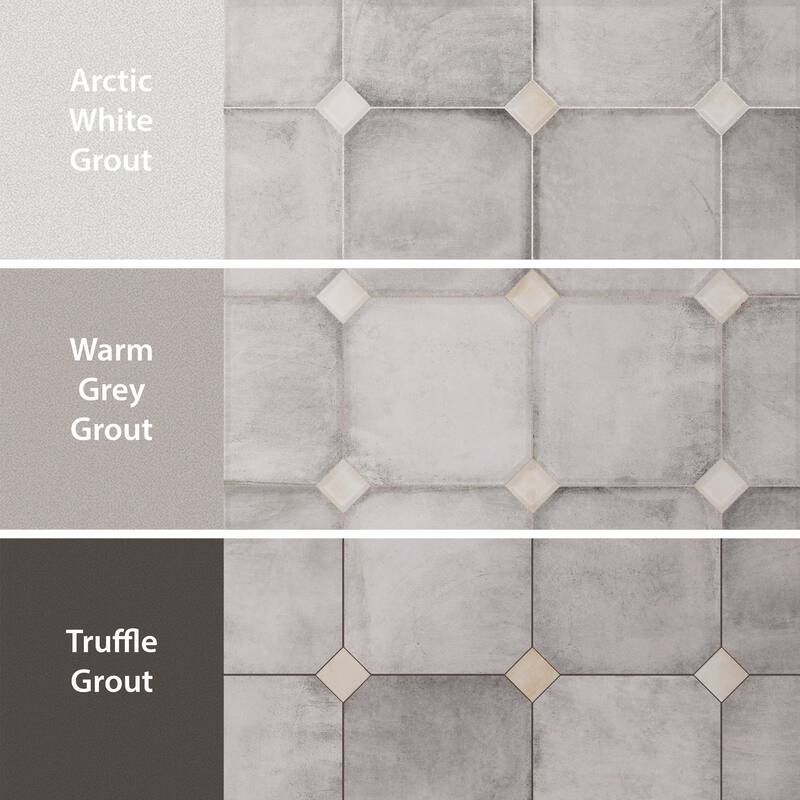 Merola Tile Laverton Octagon Gris with Taco Arena 7-7/8" x 7-7/8" Porcelain Floor and Wall Tile