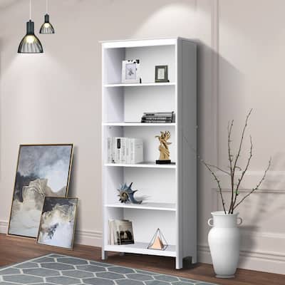 Saint Birch Olivia Contemporary White Five Adjustable Shelves Bookcase