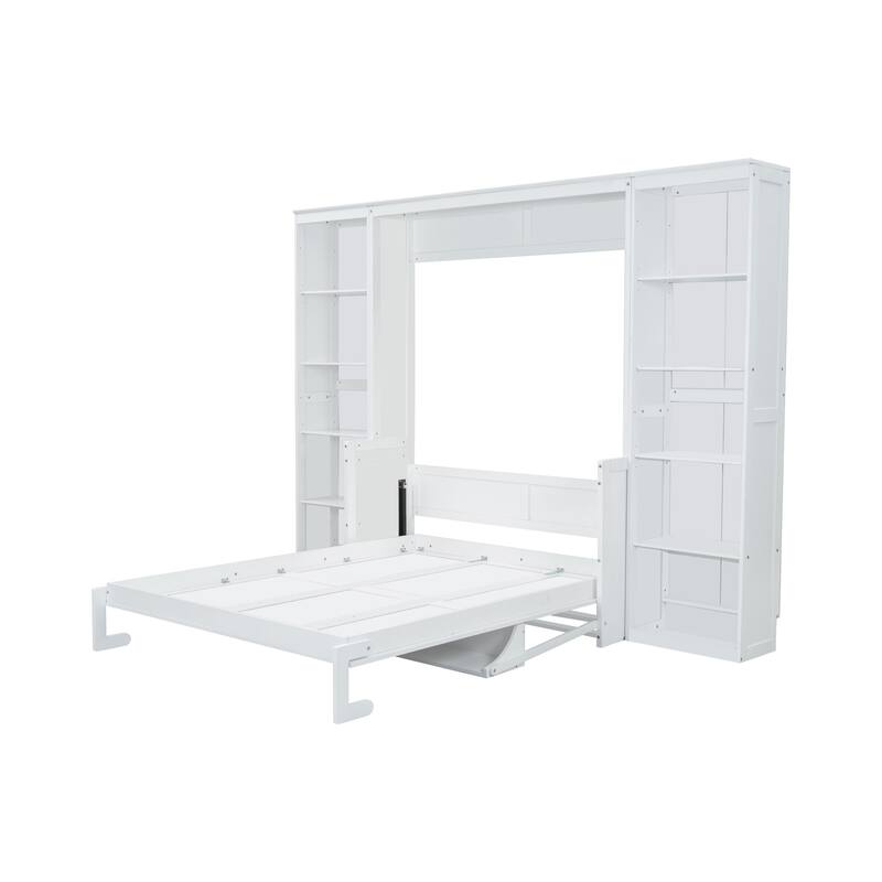 Murphy Bed With Desk And Bookshelf, White