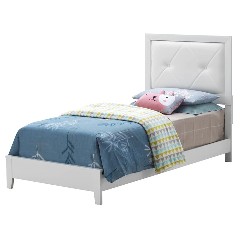 Tufted Faux Leather Upholstered Twin Panel Bed - 80" - White
