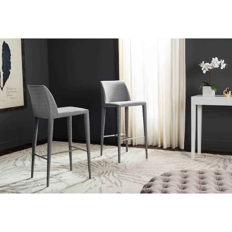 SAFAVIEH Home Garretson Bar Stool - 17"W x 22"D x 40"H - Grey Linen