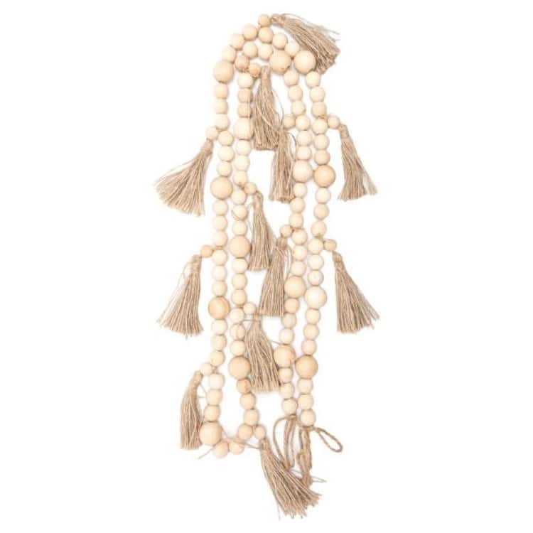 BECKI OWENS 6ft Wooden Decorative Garland - w/Tassels - 72"