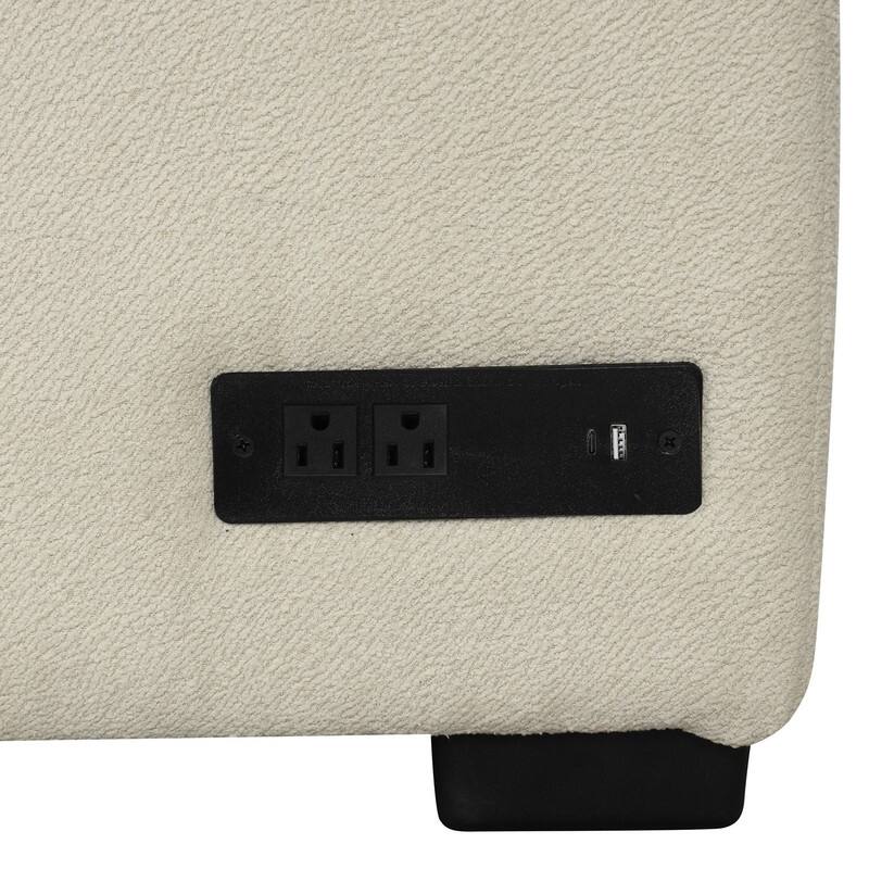 82.6" L-shaped Sectional Pull Out Sofa Bed Sleeper Sofa with Two USB Ports, Two Power Sockets and a Movable Storage Ottoman
