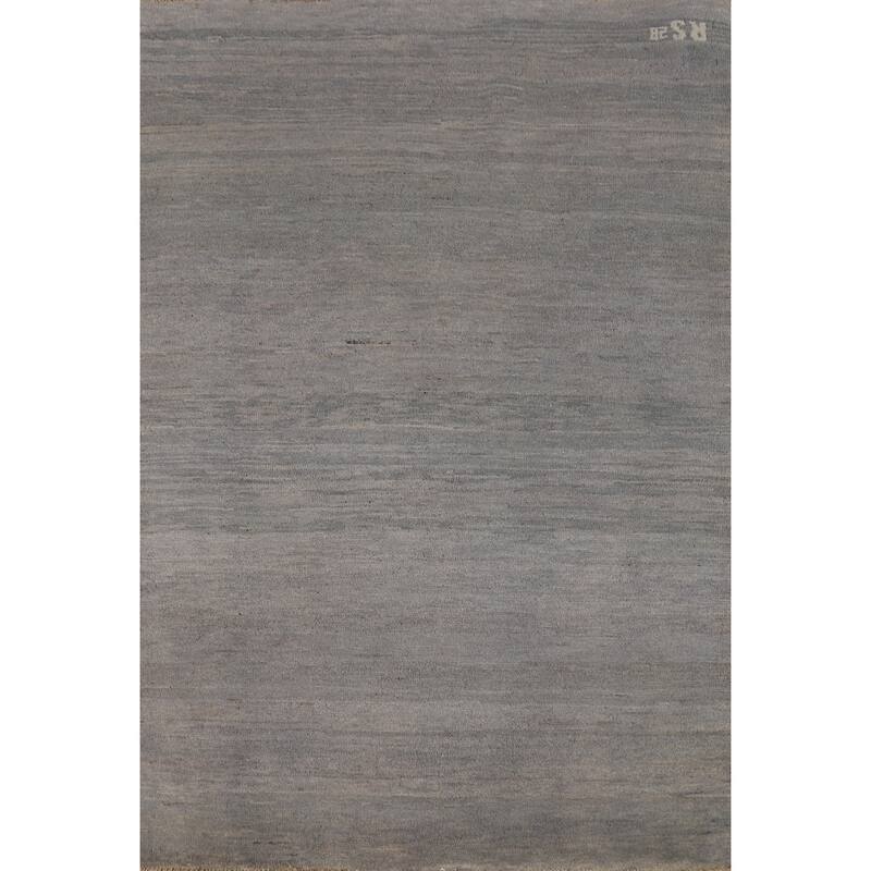 Modern Gray Gabbeh Oriental Rug Hand-Knotted Wool Carpet - 3'4" x 4'9"