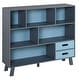 preview thumbnail 1 of 3, Multi Layer Blue Bookcase Chest with Drawers and Open Shelves - 41.25"L x 11.75"W x 37.75"H Blue
