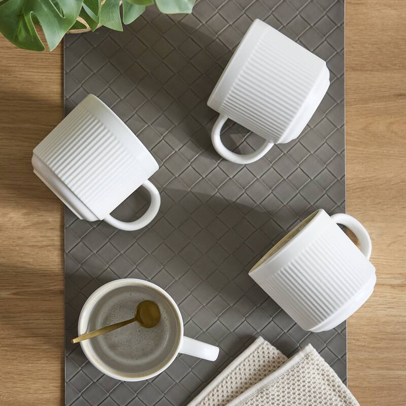 Sango Anderson Black Coffee Mugs Set of 4, 16.5 oz Ceramic Tea Cups