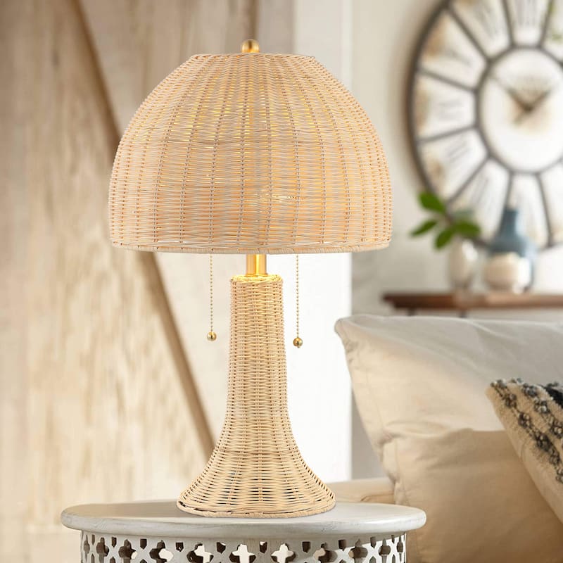 Margie 22" Bohemian Rustic Iron LED Table Lamp, Natural/Brass Gold by JONATHAN Y