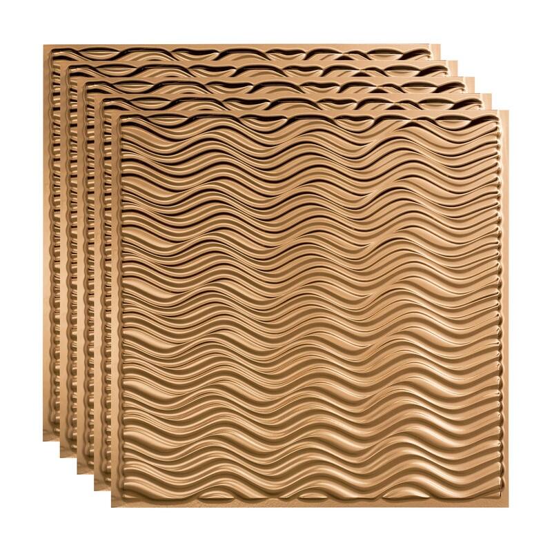 FASÄDE Current Decorative Vinyl 2ft x 2ft Lay in Ceiling Panel in Polished Copper (5 Pack) - 5 Pack - Polished Copper
