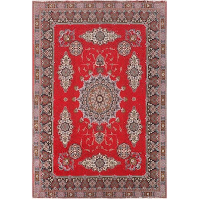 Traditional Red Kashan Turkish Area Rug Medallion Machine Made Carpet - 9'7" x 12'11"