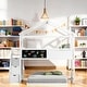 preview thumbnail 1 of 13, Solid Construction Twin Over Twin House Bunk Bed With Blackboard White