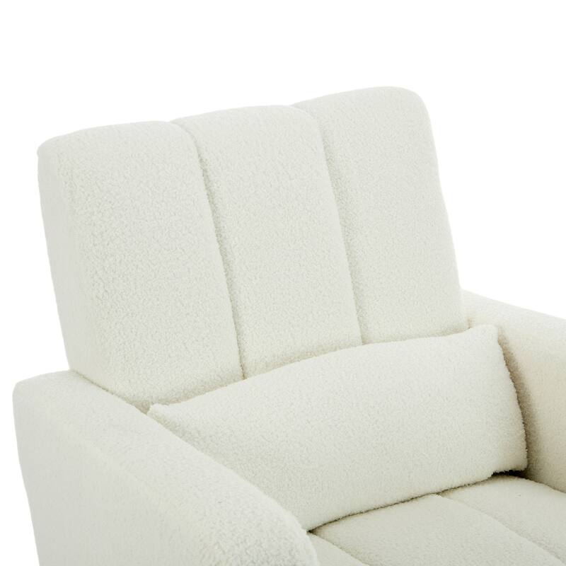 Teddy Velvet Rocking Chair with Pillow and Rubberwood Base