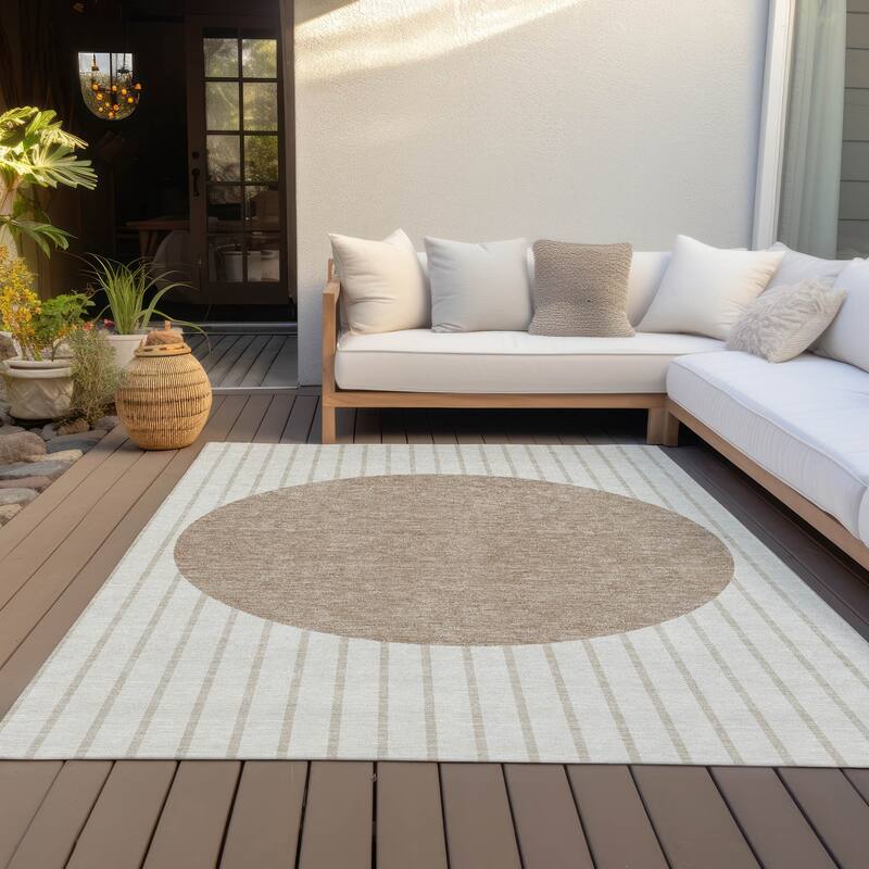 Machine Washable Indoor/ Outdoor Modern Sunrise Chantille Rug