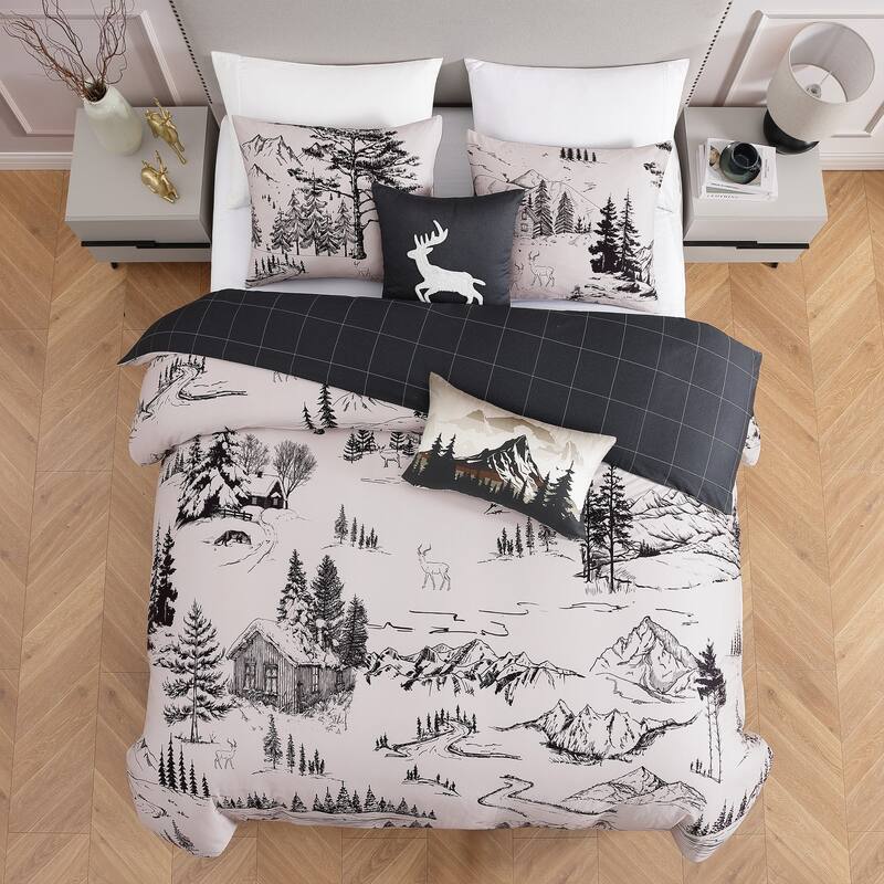 Bebejan Rocky Mountains 100% Cotton Sateen 5 Piece Reversible Comforter Set