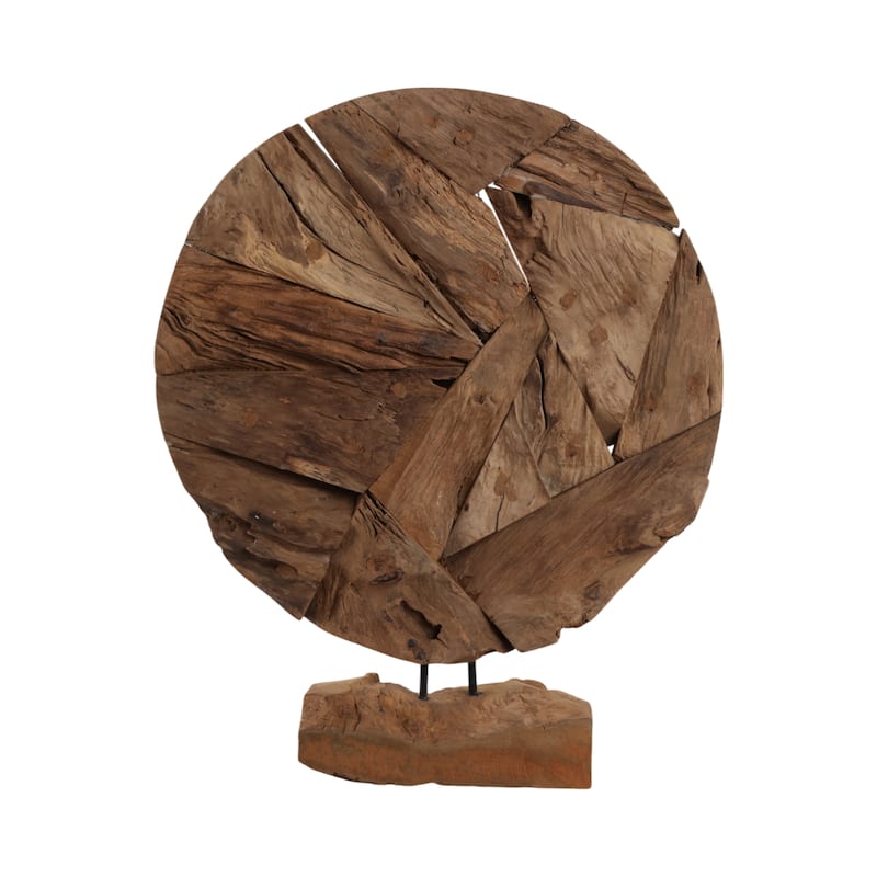 Rustic Wood Geometric Sculpture Decorative Accent - 24" Brown - 20" x 5" x 24" - 20" x 5" x 24" - Brown