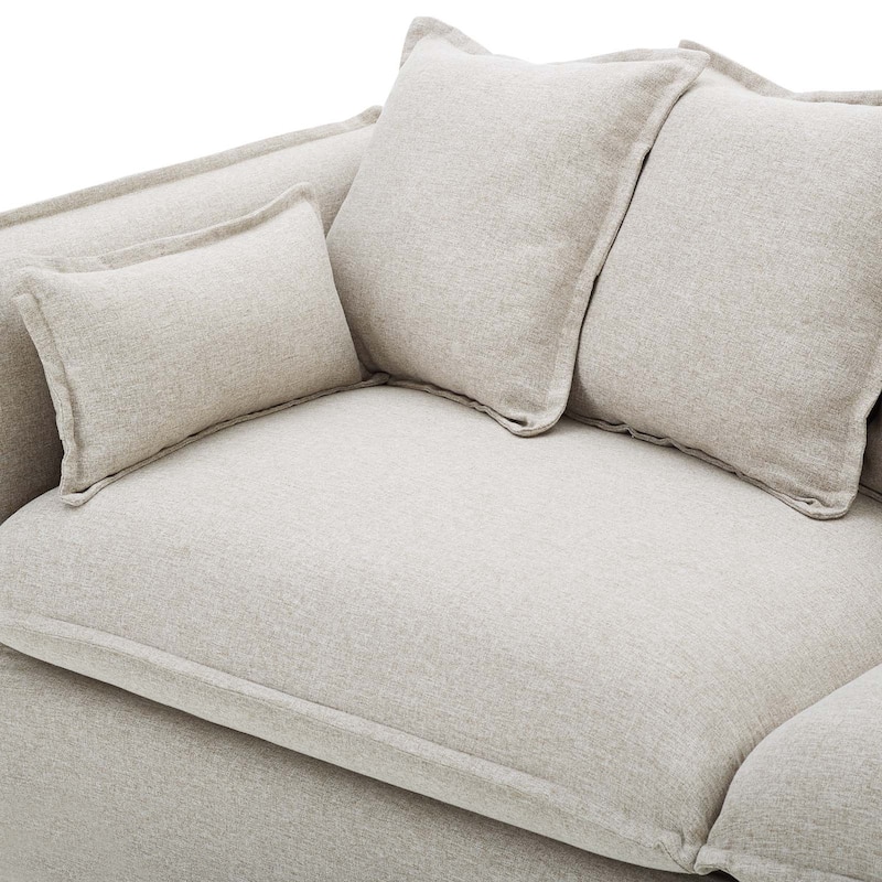 Summit Mid-century Modern Beige Fabric Upholstered Sofa