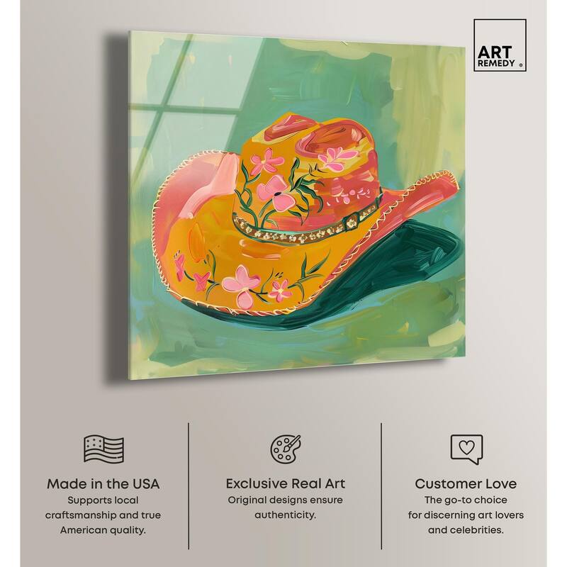Wildflower Cowboy Hat Acrylic by Art Remedy, Ready to Hang