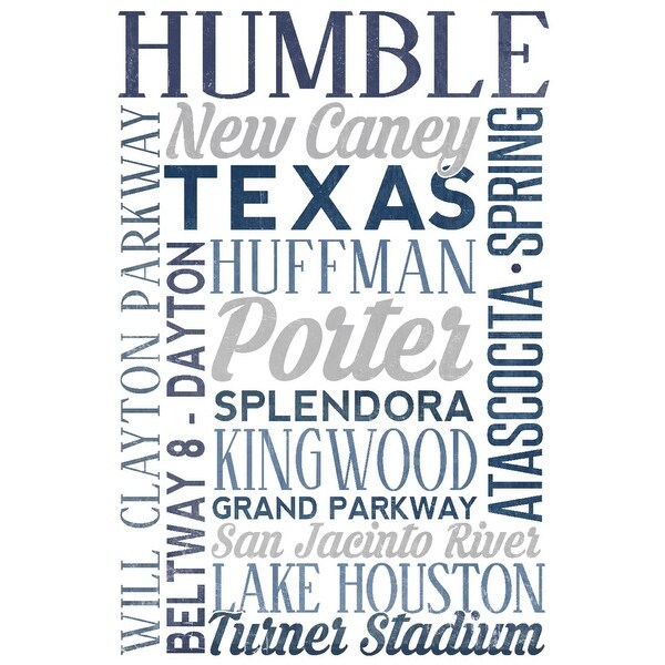 Humble Texas City Typography 2 Lantern Press Artwork Art Print Multiple Sizes Available 9 X 12 Art Print