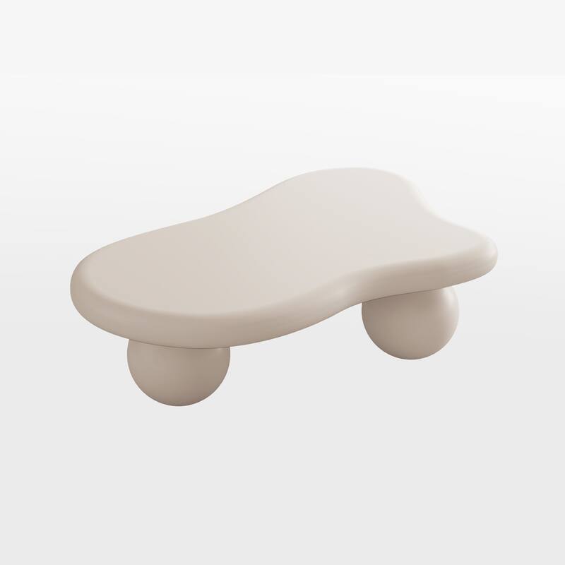 47 Inch Cloud Shaped Coffee Table with 3 Ball Legs for Living Room