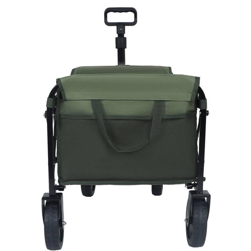 Expandable Dual-Layer Utility Wagon with 100% Extra Space - Grocery Cart for Camping, Shopping, Sports, Gardening, Fishing