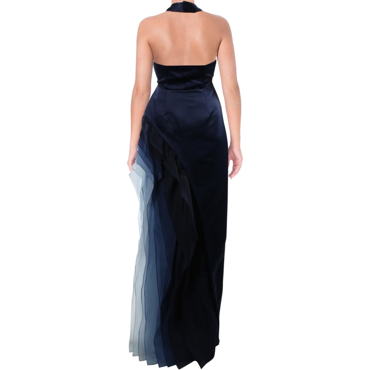 halston heritage satin and organza tiered gown