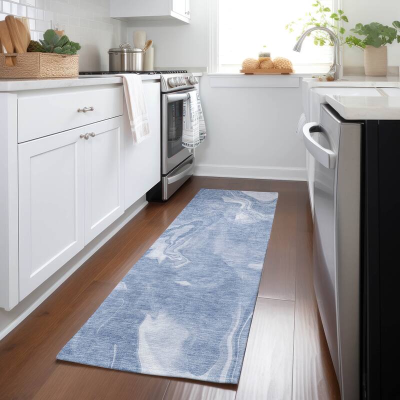 Machine Washable Indoor/ Outdoor Chantille Abstract Motion Rug