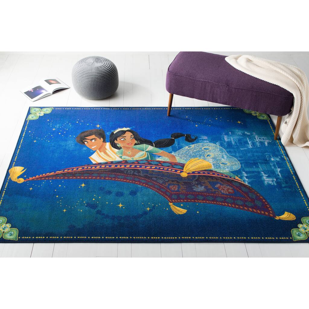 SAFAVIEH Machine Washable Slip Resistant Collection Inspired By Disney's Live Action Film Aladdin- Aladdin and Jasmine Rug