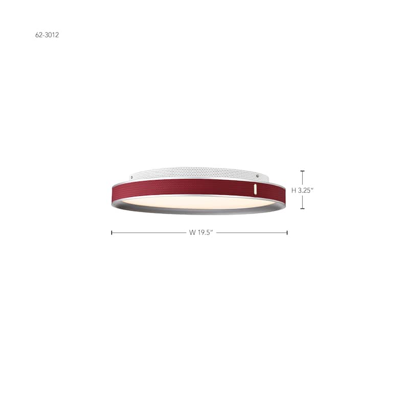 Bandon - 20 Inch LED Flush Mount - Gray with Red Wrap - Acrylic Lens